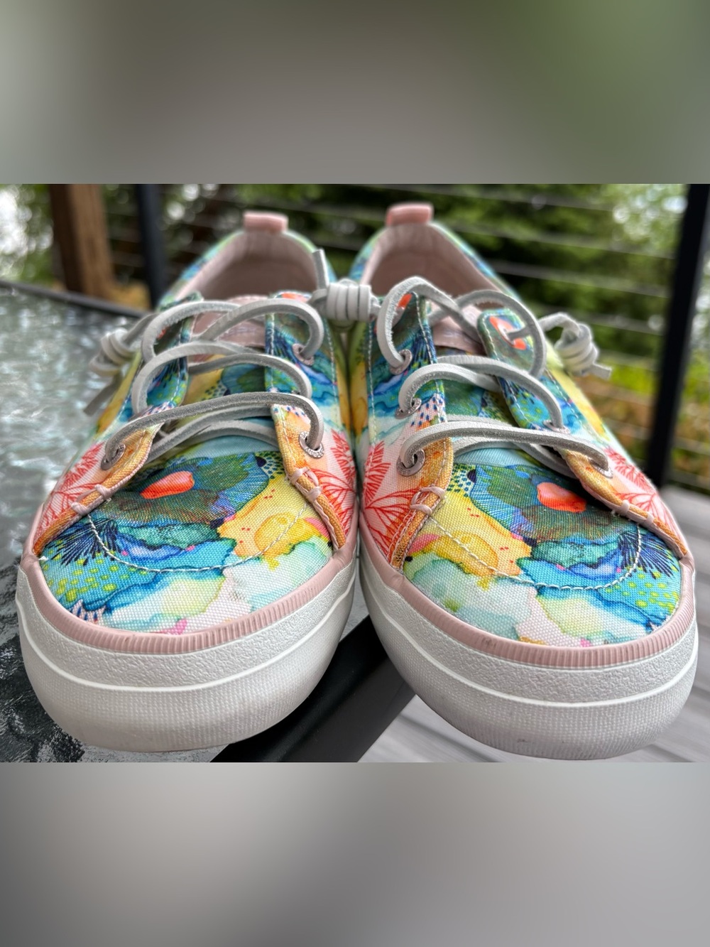 Sperry Watercolor Nature & Aquatic Theme Canvas Boat Shoe in Multi-Color Sz 8.5 - Picture 5 of 9